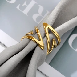 Stainless Steel Gold Color Rings For Women Vintage Punk Hip Hop Geometry Style Ring Party Accessories Jewelry Gift Bijoux Femme