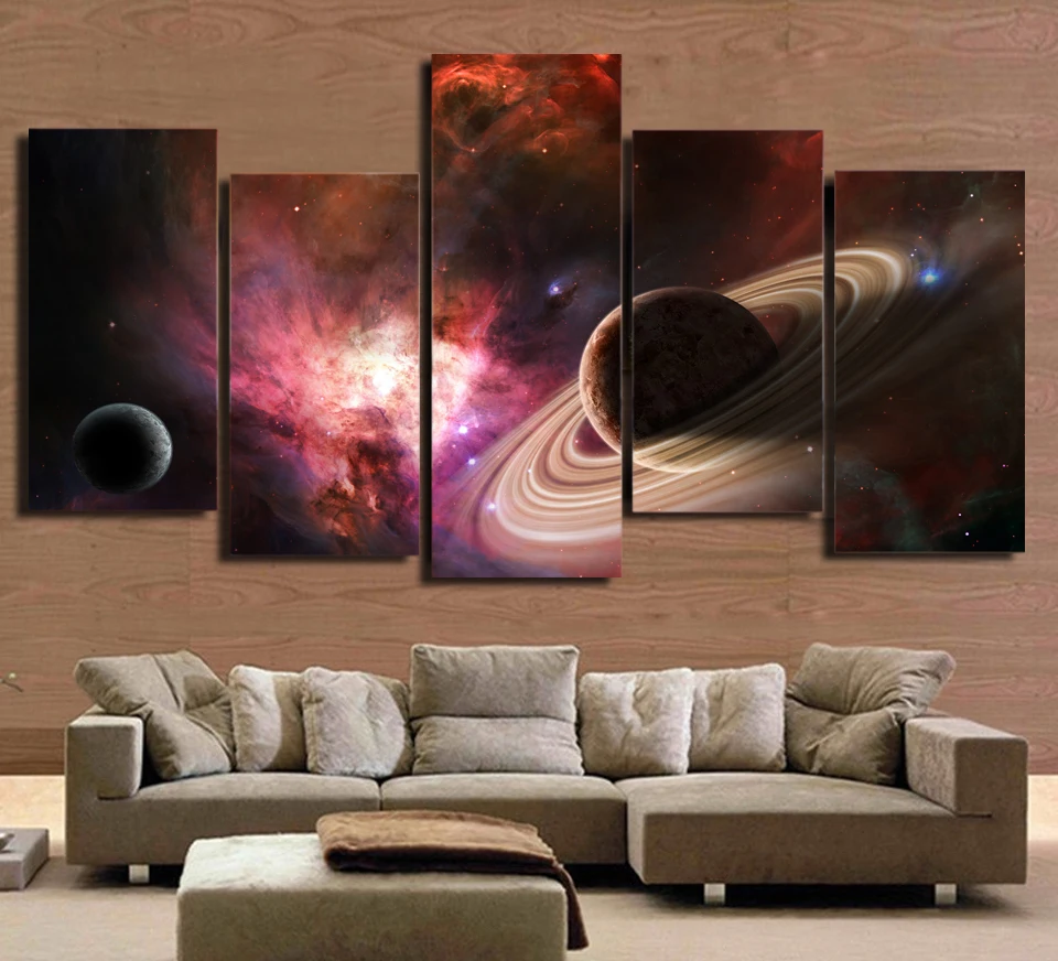 Artsailing Galaxy Picture 5 Pieces Painting Nebula Canvas Art Poster Space Universe Planet Star Wall Painting Drop shipping