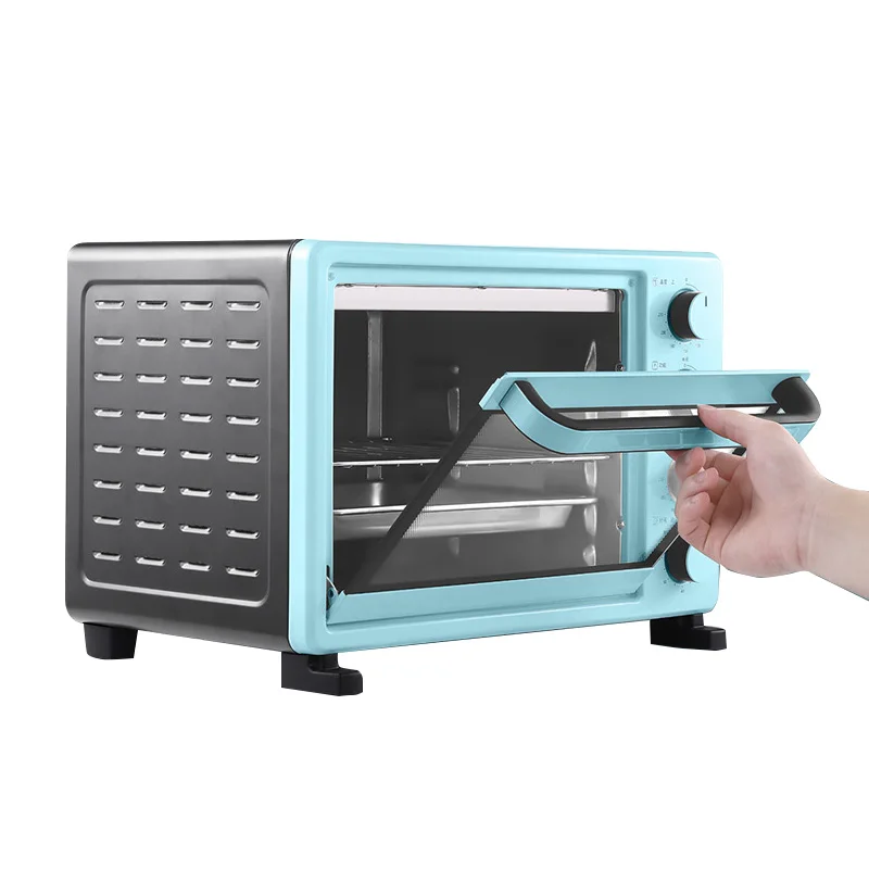 DMWD 25L Mini Automatic Electric Oven Multifunctional Cake Bread Toasters Pizza Baking Machine Blue 1400W 220V