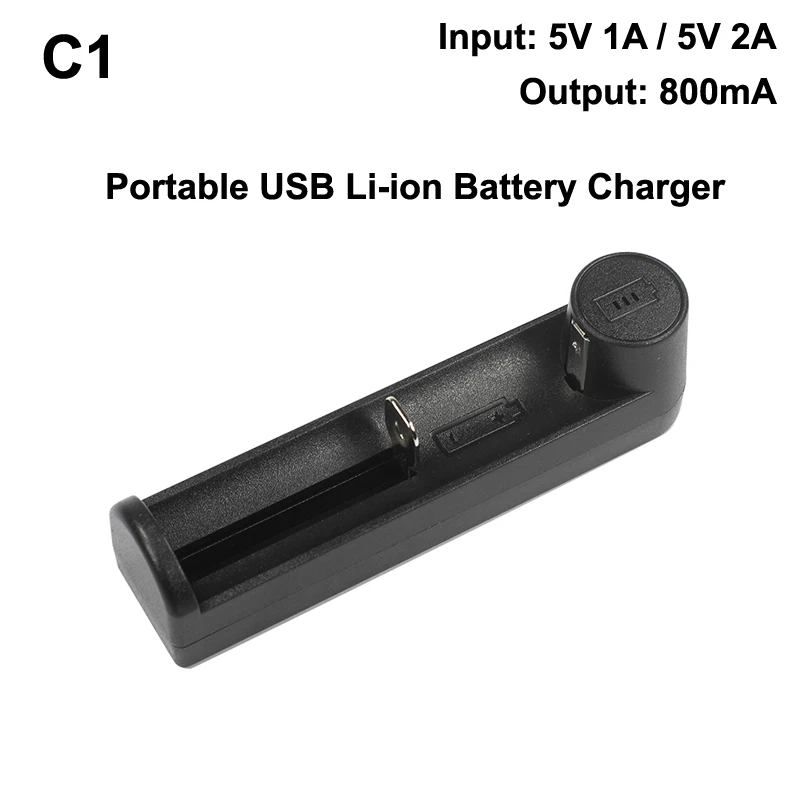 C1 Universal Portable USB Li-ion Battery Charger - Black (1 pc)