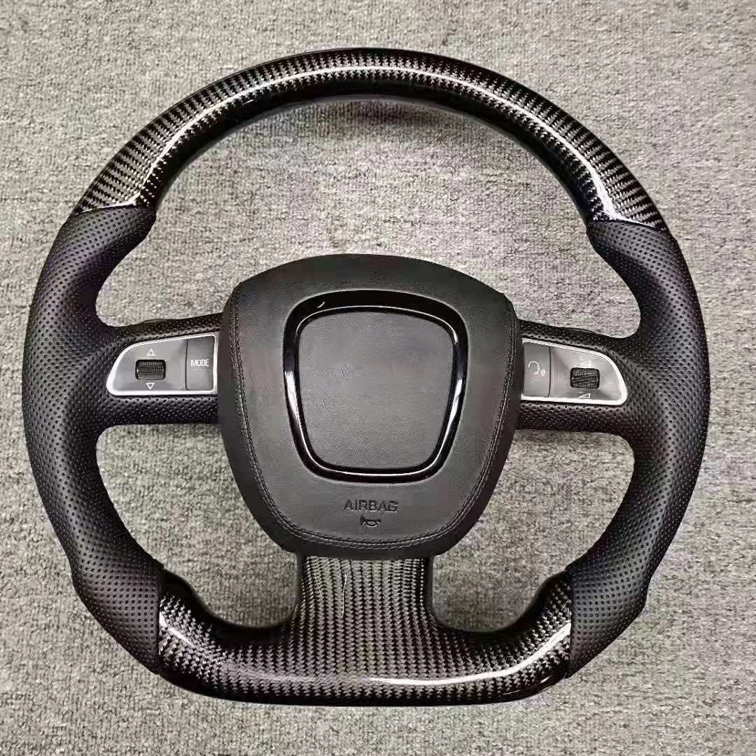 Volant de Voiture en Fibre de Carbone, Cuir Perforé avec Manette de Vitesse, pour Audi A5 2010