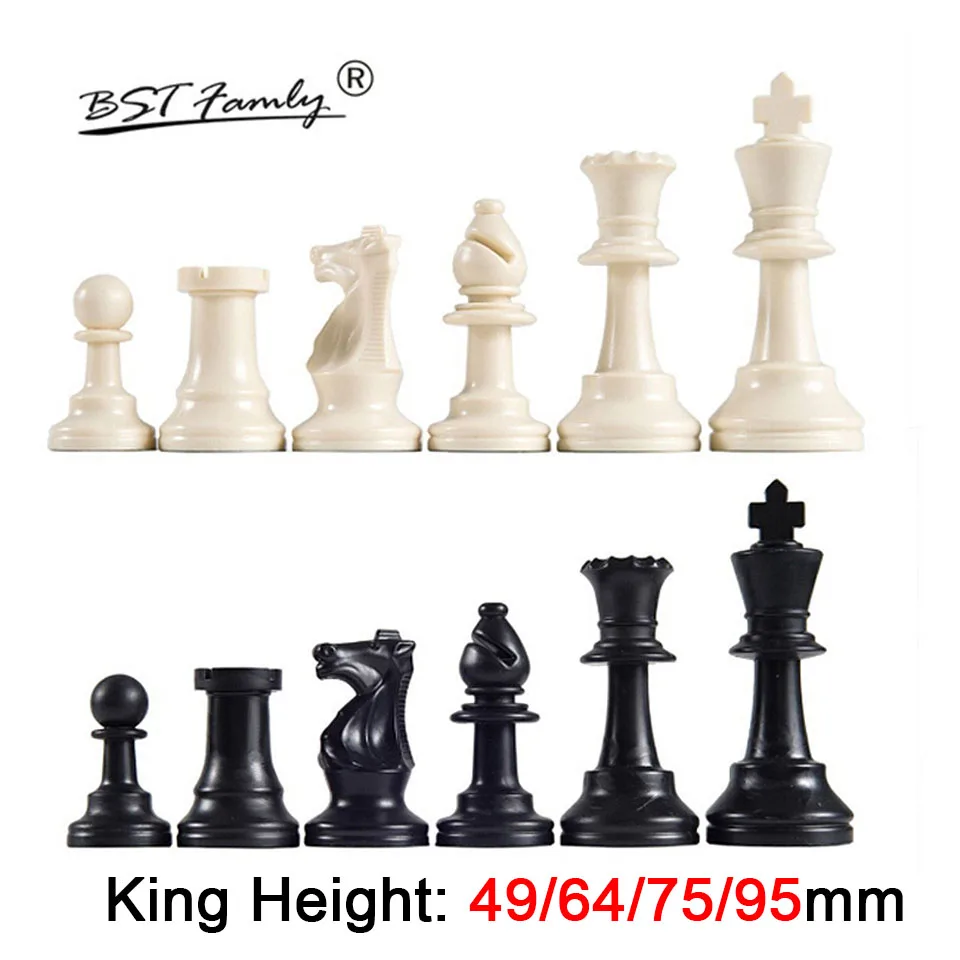 

Пластик шахматные фигуры 32 шт. Набор для игры в шахматы King высота 49/64/75/95 мм шахматы игра Стандартный средневековый фигуры для путешествий игры IA13