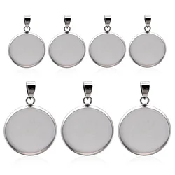10pcs/lot stainless steel blank Cabochon Base Setting Charms Pendant fit 6 8 10 12 14 16 18 20 25 30mm jewelry making supplies
