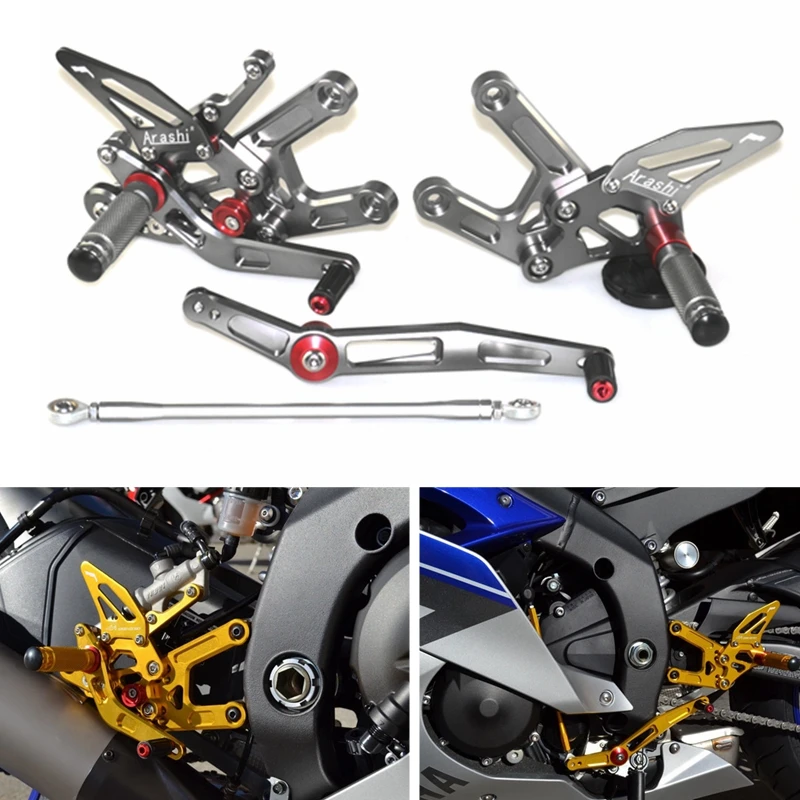 

CNC Aluminum Alloy Motorcycle footrest footpeg pedal foot peg Rearset Rearsets For YAMAHA R6 2006-2016 Racing Front Pedal