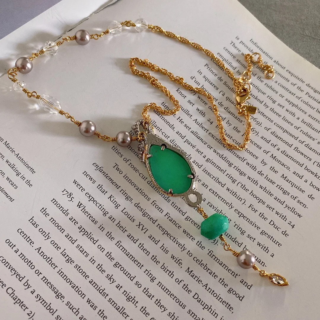 اللؤلؤ مطعمة المرأة بسيطة الرجعية قلادة قلادة مجوهرات الأزياء #3