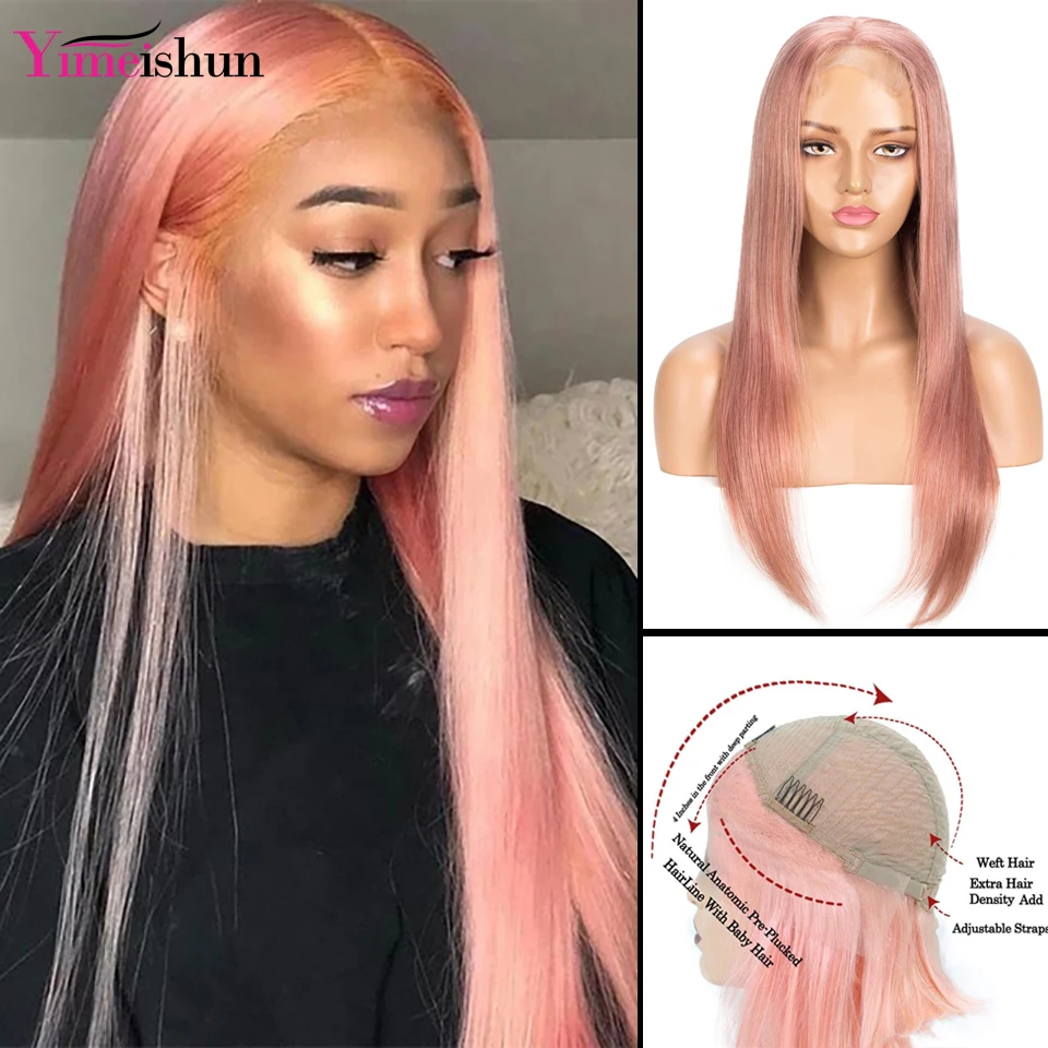 Light  Red  Color 13x4 HD Transparent Lace Front Human Hair Wig Long Straight Cosplay Human Hiar Wigs For Black Women