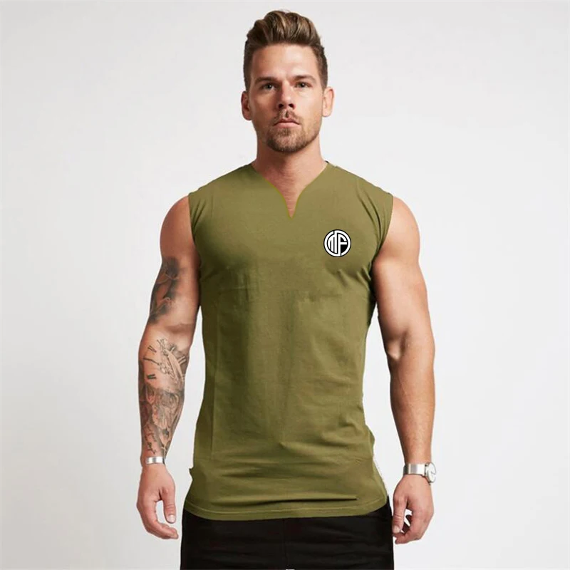 Nieuwe Workout Heren Sport Mode Casual Tank Top Comfortabele Gym Kleding Bodybuilding Fitness Singlets Mouwloze V-hals Vest