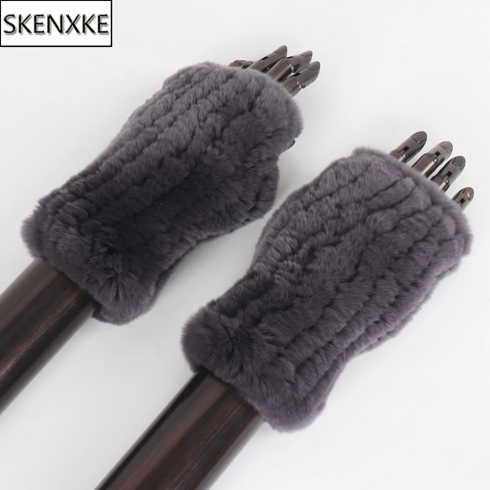 Hot Sale Winter Real Fur Golve Women Outdoor Warm 100% Real Rex Rabbit Fur Gloves Knit Thick Natural Soft Rex Rabbit Fur Mittens