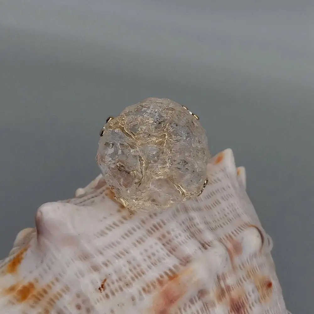 Y.YING Natural Clear Rough Quartz Druzy Raw Rings
