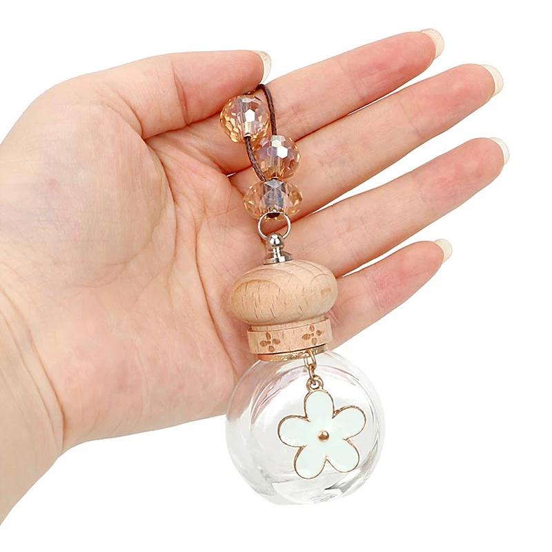 3Pcs 6ml Glass Pefume Bottles Hanging Car Perfume Bottles Air Freshener  Pendant Car Ornament Empty Clear Bottles with funnels