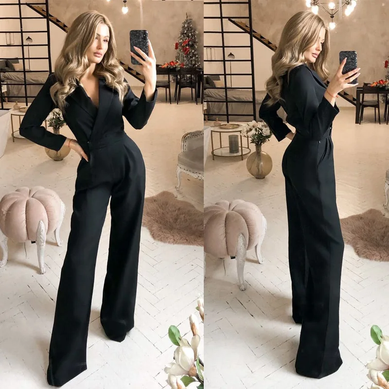 

Black Bridal Wedding Pants Suits Women Evening Jumpsuits Party Blazer Tuxedos Mother of the Bride Formal Wear