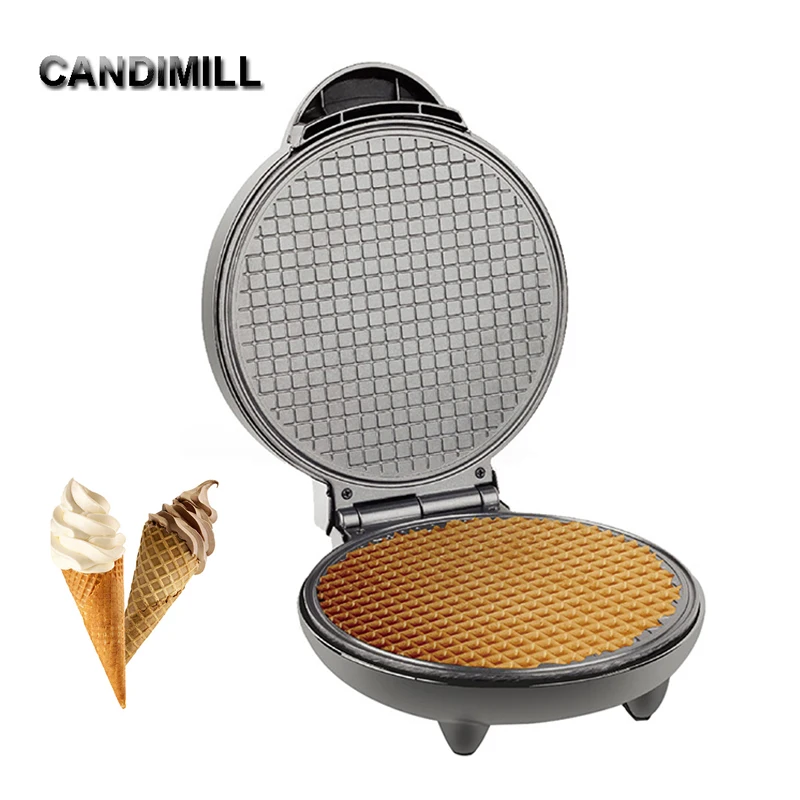 CANDIMILL Electric Ice Cream Cone Maker Crispy Egg Roll Making Machine Waffle Cone Omelet Sandwich Iron Crepe Baking Pan