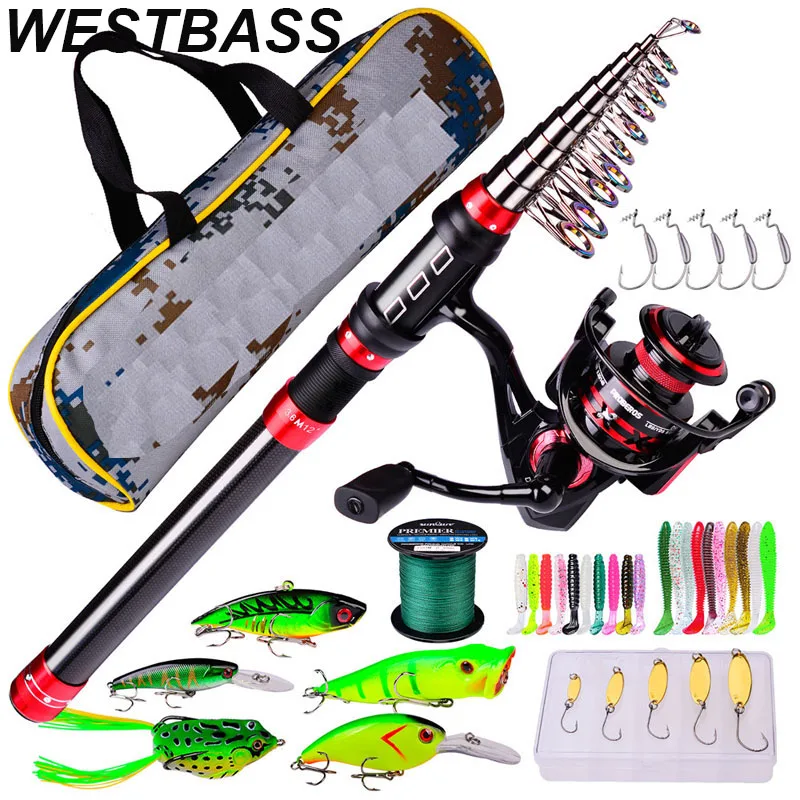 

Спиннинговая катушка WESTBASS 1,8-3,6 м, удочка, телескопическая удочка, катушка для приманки, крючки, сумка для лески, полный комплект, портативный дорожный Рыболовный набор