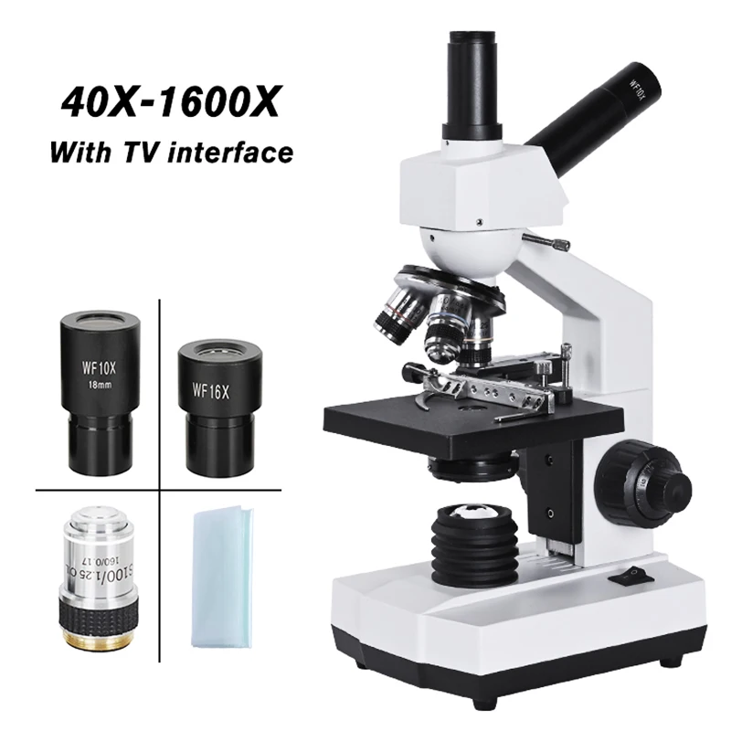 Microscopio Binocular 1600X complejo HD, laboratorio biológico profesional, LCD de 7 pulgadas, cámara digital VGA HDMI, ocular electrónico USB