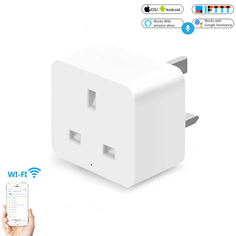 

UK WiFi Smart Socket Power Plug Outlet Mobile APP Remote Control Work with Alexa Google Home No Hub Required Smart Socket