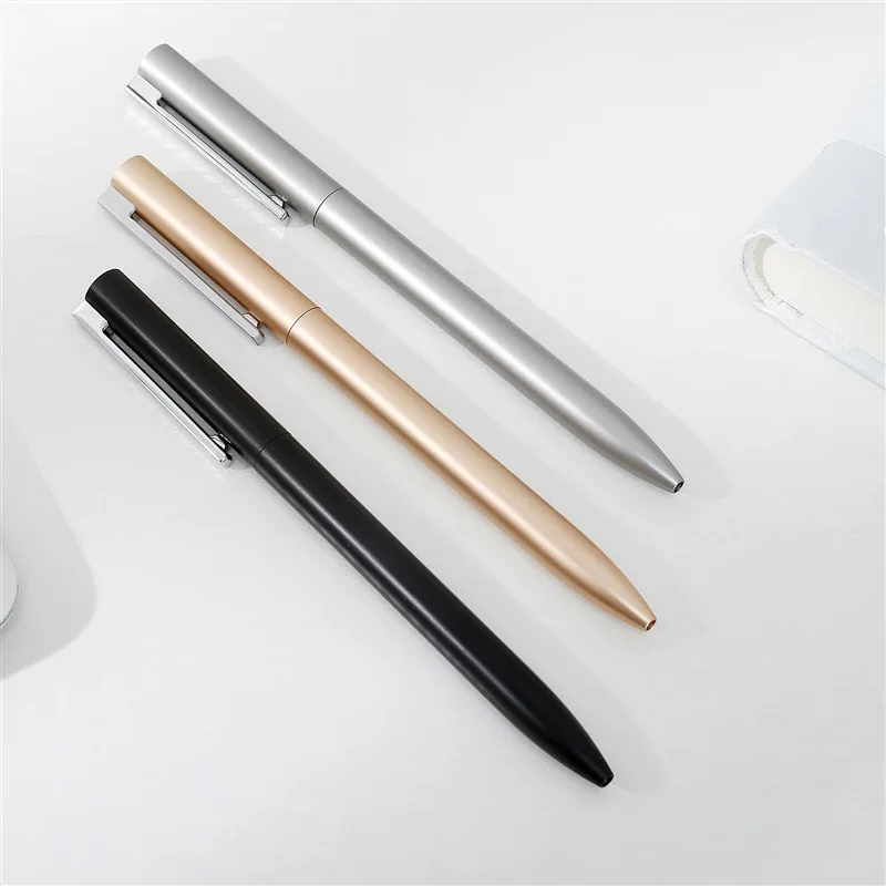 Bolígrafo de Gel de Metal blanco, bolígrafo giratorio de 0,5mm con recarga Xiaomi Mi, bolígrafo de tinta negra, bolígrafos geniales de 5 colores para papelería escolar