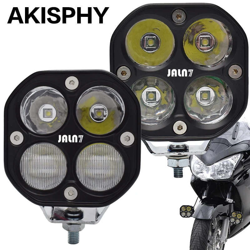 Akissm-farol para motocicleta, luz de led, 40w, para carros, atv, suv, caminhão, feixe de iluminação, amarelo branco, 10v, 30v