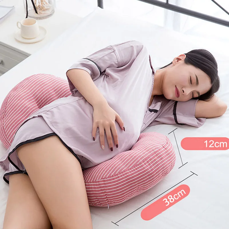 Almohada multifuncional de algodón en forma de U para mujeres embarazadas, almohada de soporte para el vientre, para dormir de lado, almohadas para el cuerpo del embarazo