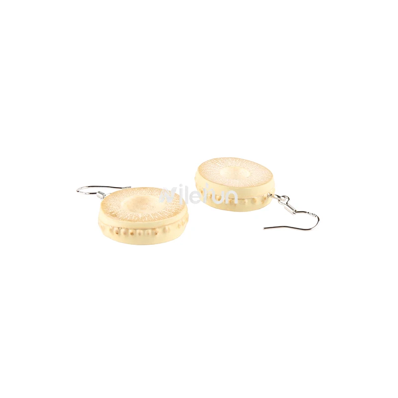 2025 New Style Round Real Natural Rattan Wood Wooden Button Bamboo Root Dangling Earrings