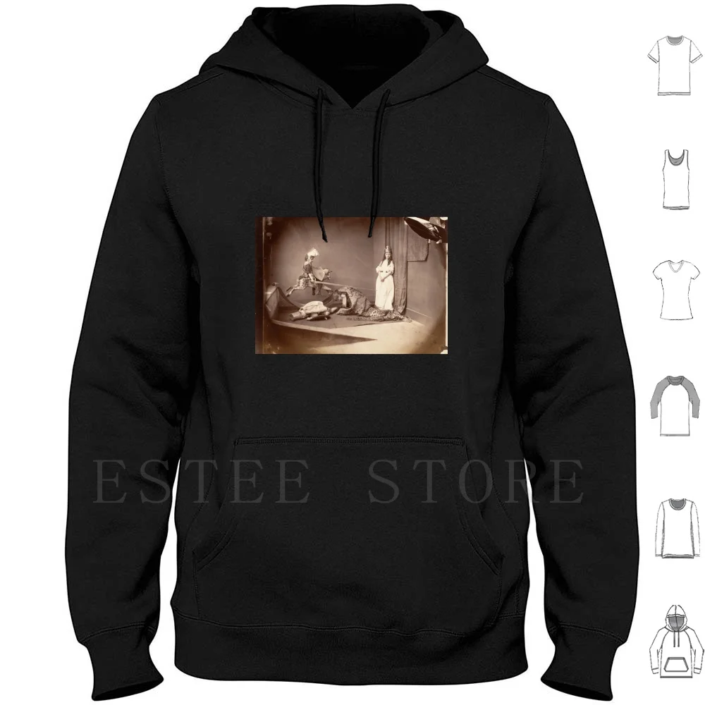 Photograph By Lewis Carroll , St. George And The Dragon , 1875 Hoodies Long Sleeve Vintage Sepia Lewis Carroll