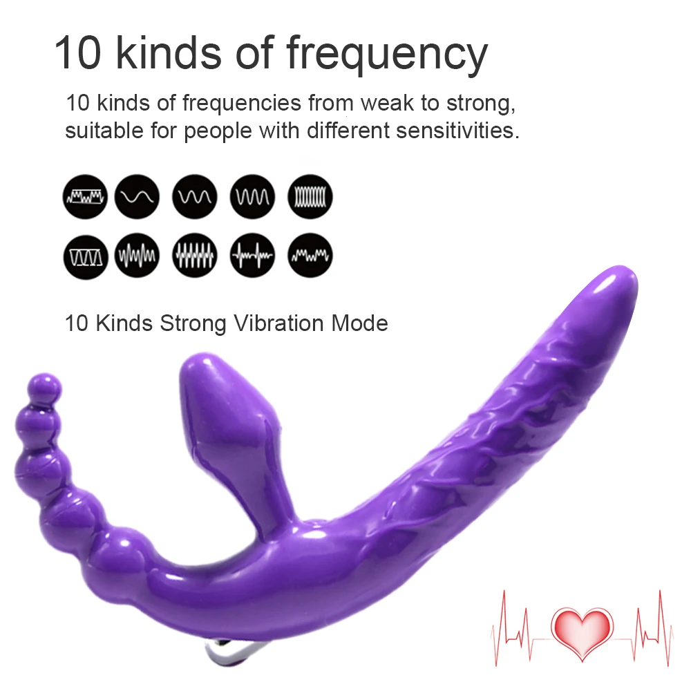 Strapless Strapon Dildo Vibrator 4 in 1 Sex Toys for Adult Double Penetration Anal Plug Anal Beads Vibrators for Women Lesbian