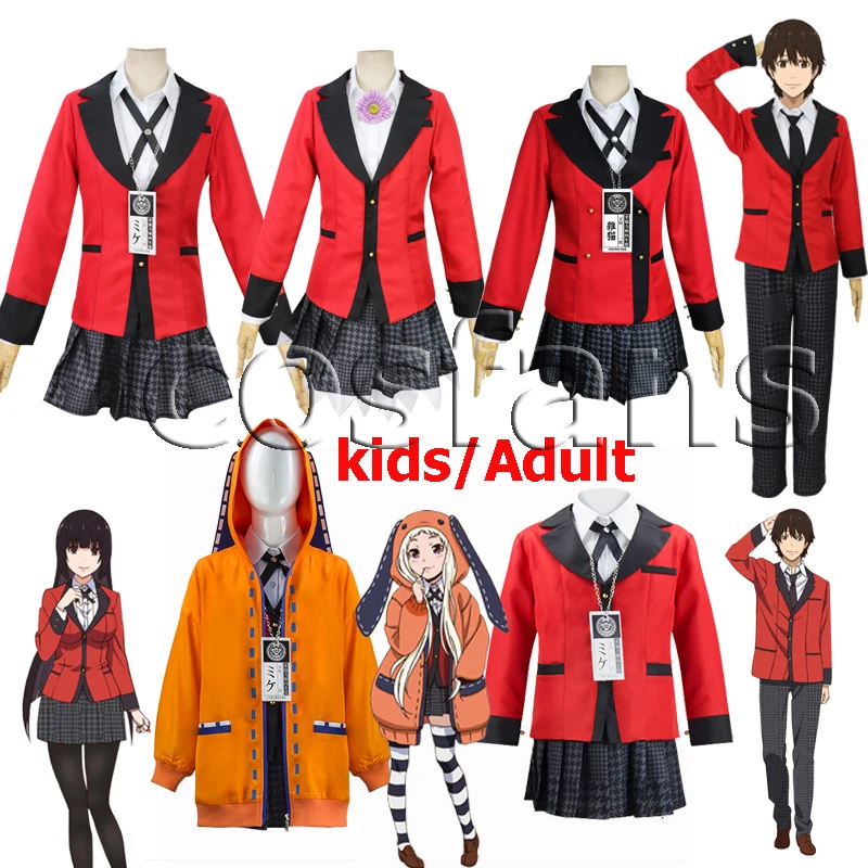 

Kids Adult Kakegurui Cosplay Costume Jabami Yumeko / Momobami Kirari / Yumemite Yumemi Cosplay Costume Women Girls School Dress