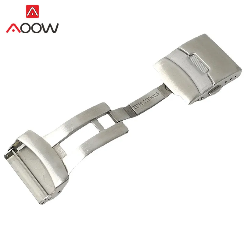 Stainless Steel Clasp Folding Buckle with safety 18mm 20mm 22mm 24mm Double Press Solid Watch Repair Accessories Watchband