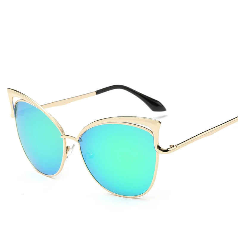 LONSY Sexy Occhio di Gatto Occhiali Da Sole Donne Marchio di Design In Metallo Cornice Dello Specchio In Oro Rosa Occhiali Da Sole Femminile UV400 Retro Oculos De sol Gafas