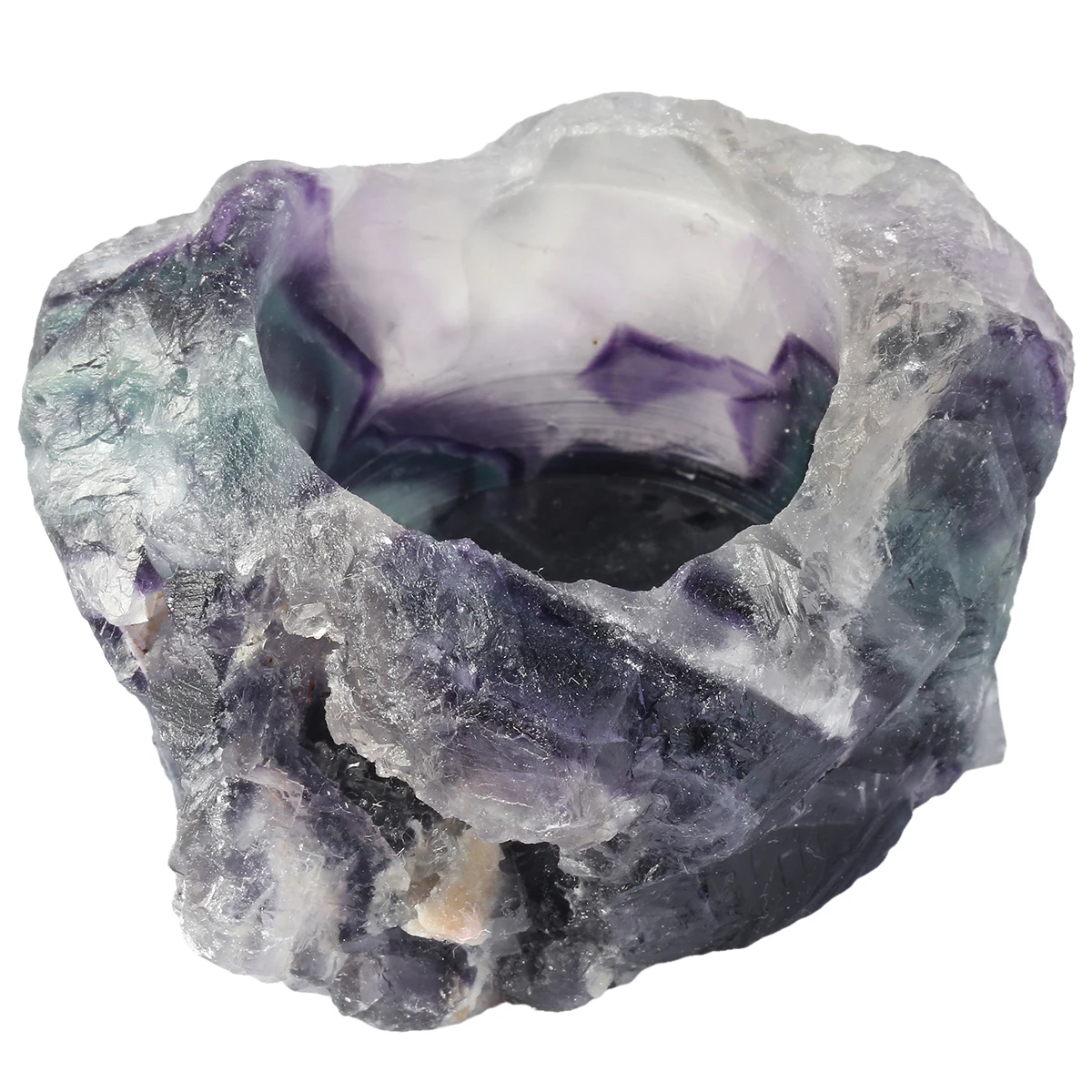 Irregular Fluorite Candlestick Reiki Rough Stone Candle Holder Potted Plants Table Decoration Home Decor Ornaments