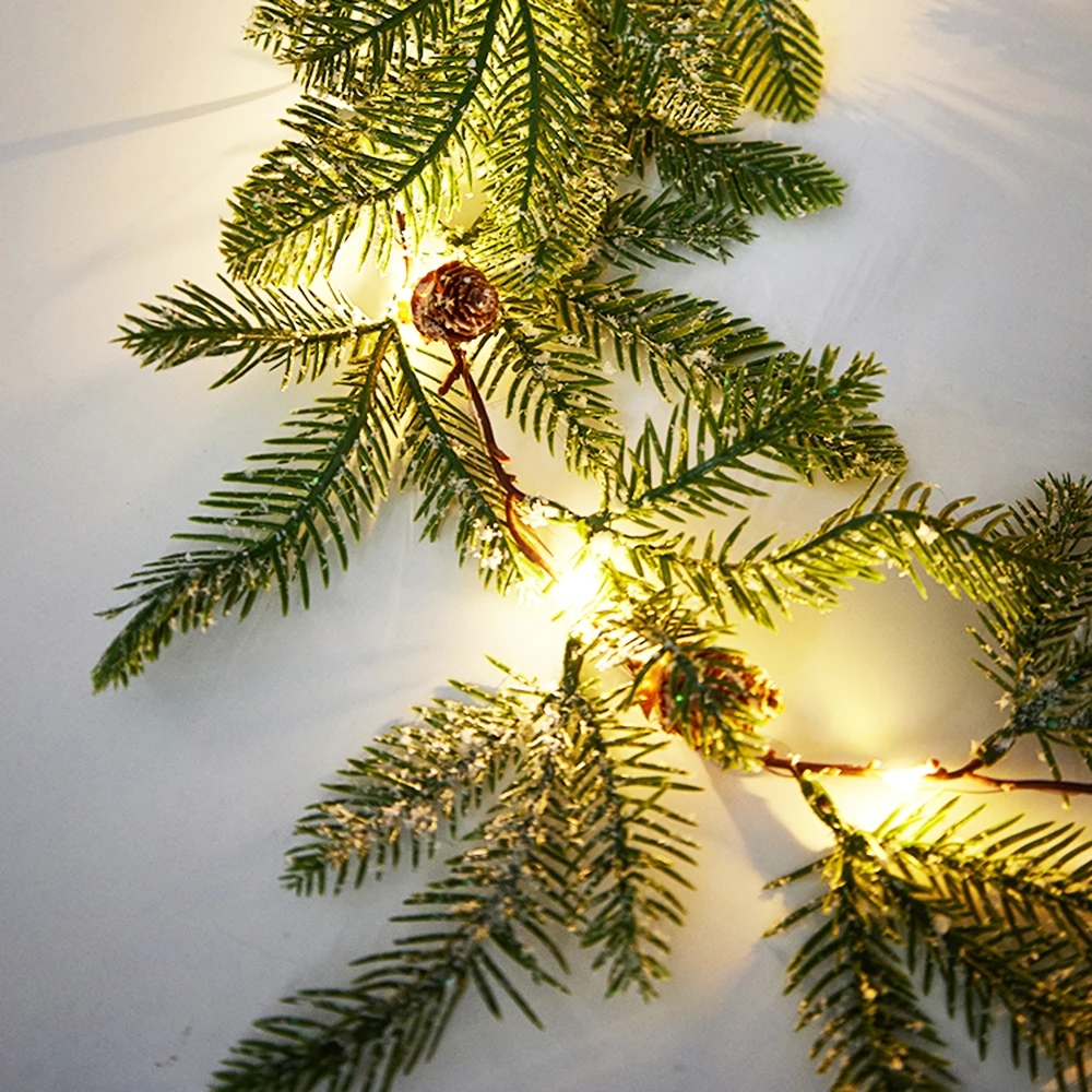 Batterie Betrieben Pinecones Zweig Girlande String Lichter Rot Perlen LED Fee Lichter 2M Weihnachten Baum Dekoration Weihnachten Lichter