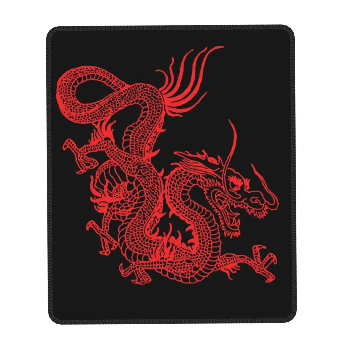 Red Chinese Dragon Mouse Pad Custom Non-Slip Rubber Base Gamer Mousepad Accessories Asian Oriental Style Art Office Laptop Mat