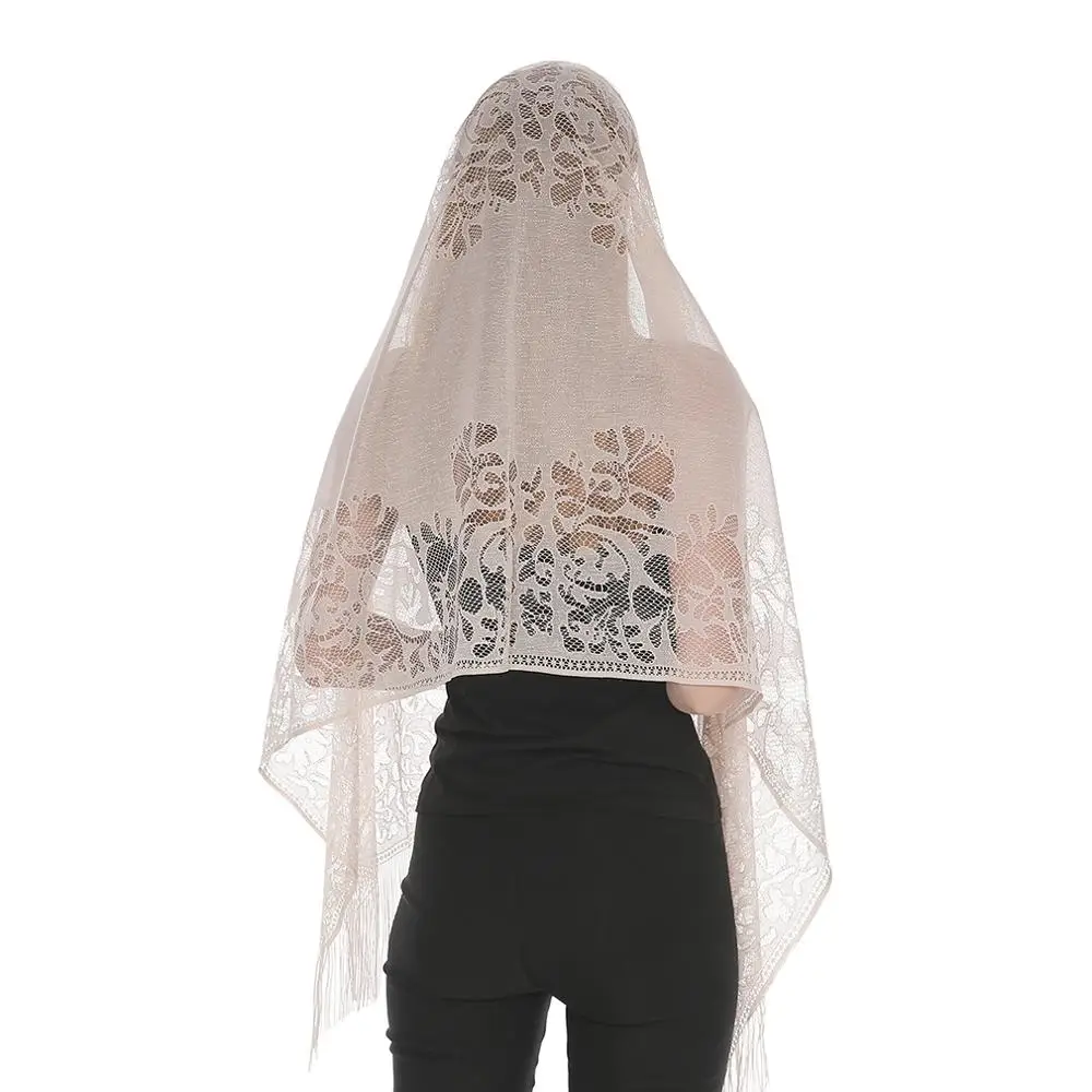 Laven White Black Catholic Head Scarf Women Kerchief Chapel Lace Church Veil Long Wedding Bride Mantilla Latin Veils for Mass