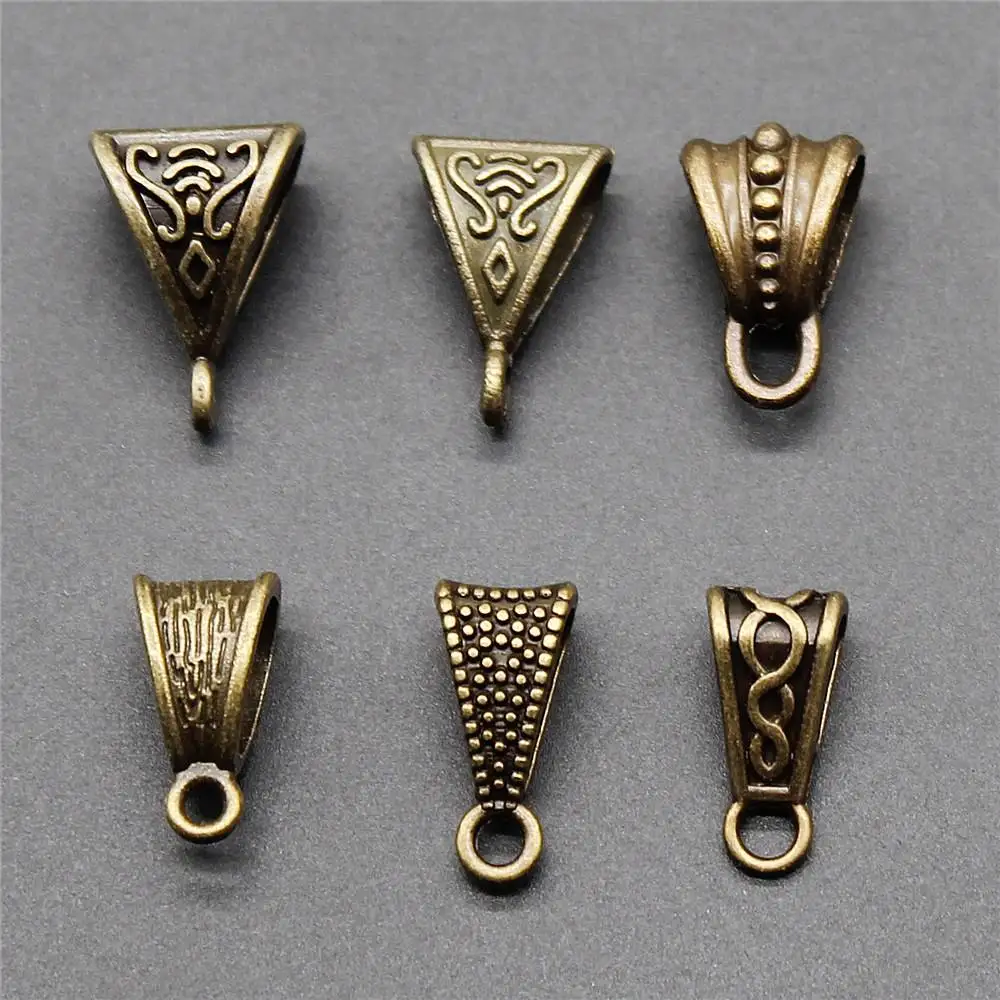 Fashion 10pcs Triangle Bail Beads Charms Pendants For Bracelet Findings Jewelry Accessories