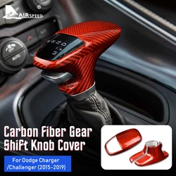 Real Hard Carbon Fiber for Dodge Challenger Charger 2015 2016 2017 2018 2019 2020 2021 2022 2023 Car Gear Shift Knob Cover