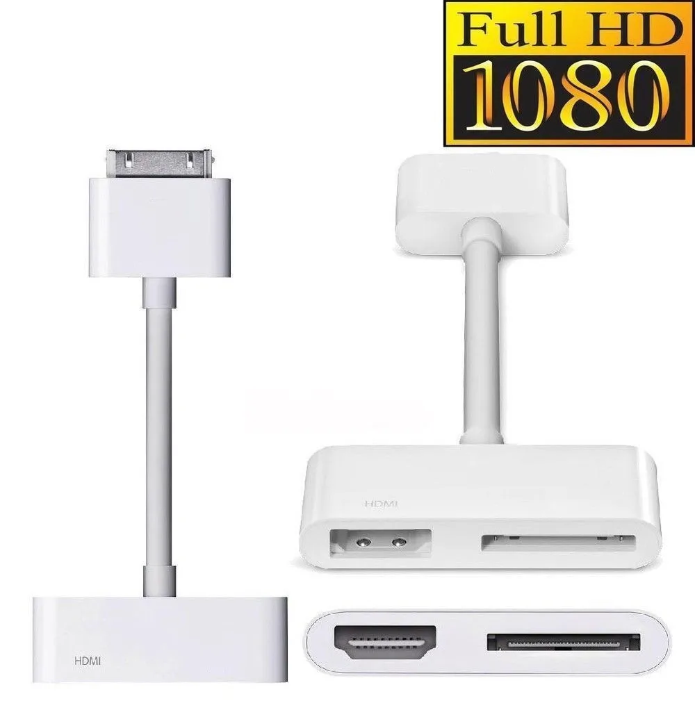 1080P Dock Connector to HDMI HDTV TV Adapter Cable for Apple iPad 2 3 iPhone 4 4S iPod