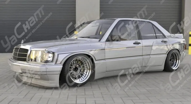 Sale Fiber Glass RB Style Wide Body Kit Fit For MB 190E (W201) 4D PD Front Lip with Splitter Fender Flare Kits Side Skirt Wing