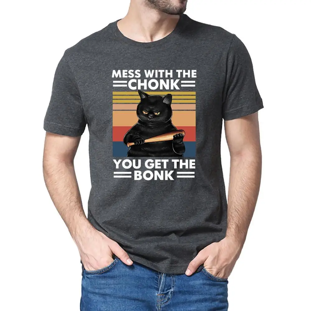 Funny Premium Premium Cotton Black Cat Mess With The Chonk You Get The Bonk Funny  Men's T-Shirt Unisex Women Soft Top Tee Gift