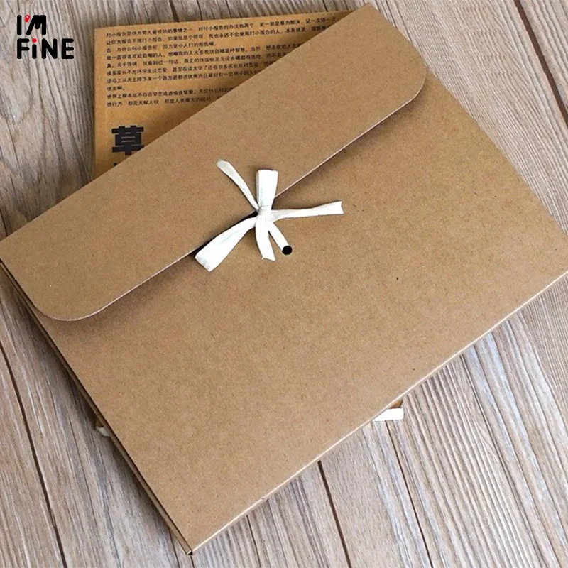 

30pc 24*18*0.7cm Large Kraft Paper Packaging Silk Scarf Box Brown/White Cardboard Paper Envelope Box Paper Gift Box With Ribbon