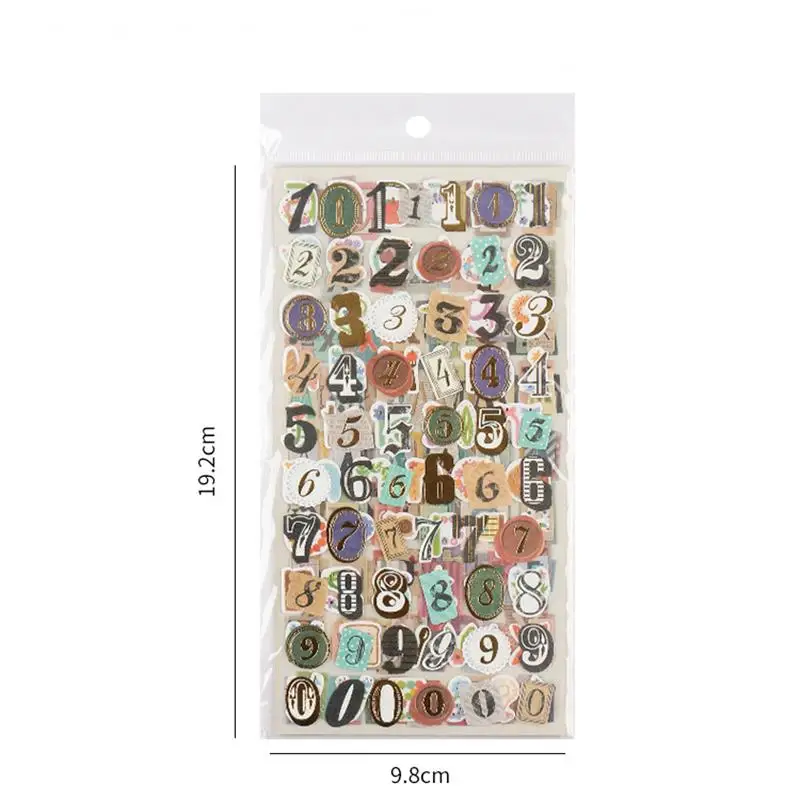 6pcs/set English Alphabet Number Retro Sticker Album Diary Decoration DIY Decorative Stickers Handmade Stickers Scrapbooking