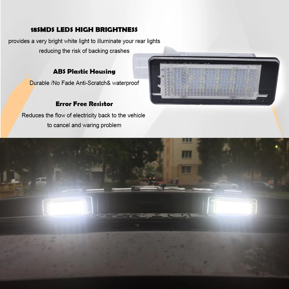 2x Free Error LED Rear Number Plate Lamp For Renault Clio Espace Fluence Laguna Latitude Grand Modus Zoe Scenic Car Styling