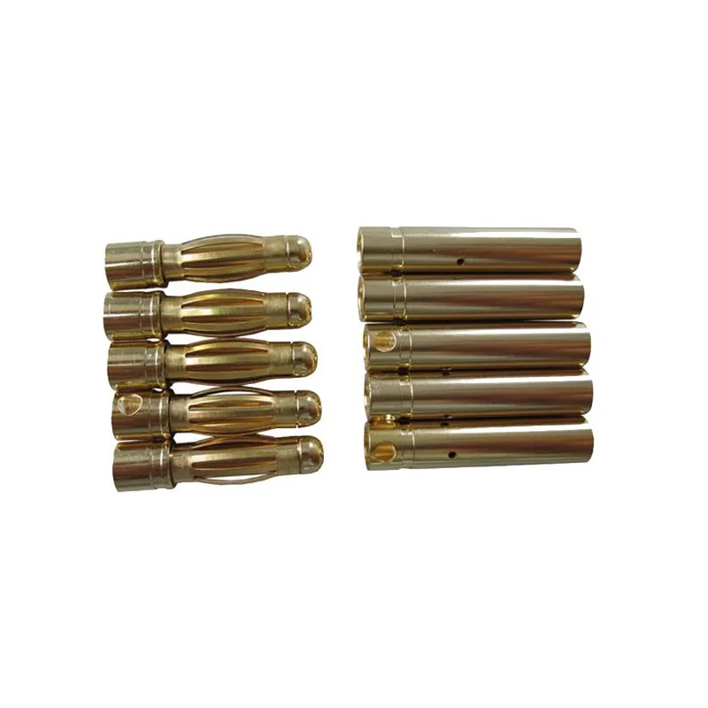 20pcs/lot 4.0mm 4mm Gold Bullet Connector for RC battery ESC (10 pair)