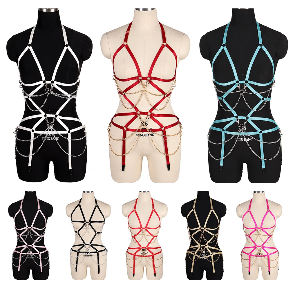 

Elastic Harness Bra Cage Adjustable Stocking Suspenders Dance Party Belt Erotic Lingerie Punk Sword Belt Women Sexy Lingerie Set