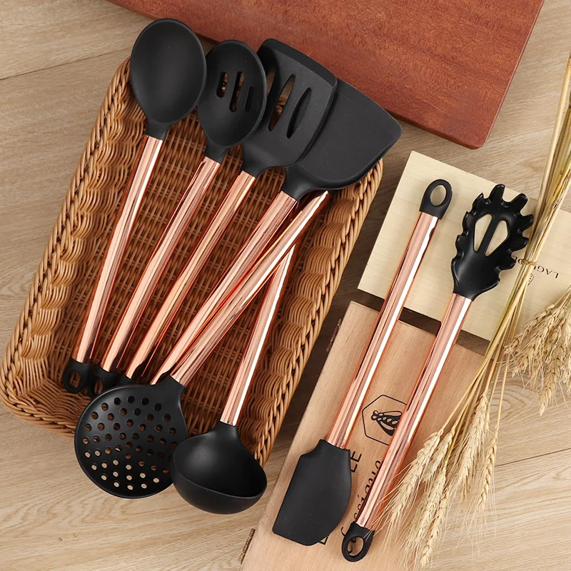 Silicone Kitchenware Set 8-Piece Stainless Steel Silicone Cookware Cooking Spoon Spatula Kit Tool Set