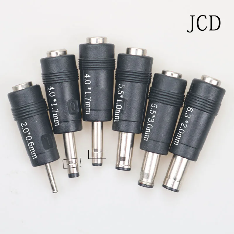 JCD 1pcs DC Jack 5.5 X 2.1 Mm Female to 2.0 *0.6 / 4.0 *1.7 / 5.5*1.0 / 5.5*3.0 / 6.3 *2.0mm Male DC Power Plug Adapter