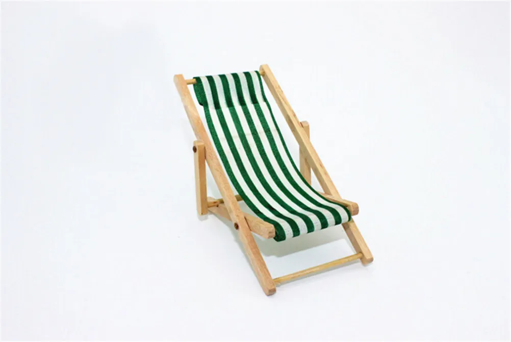 1:12 Scale DIY Foldable Wooden Deckchair Lounge Beach Chair For Lovely Miniature For Dolls House Furniture Toys