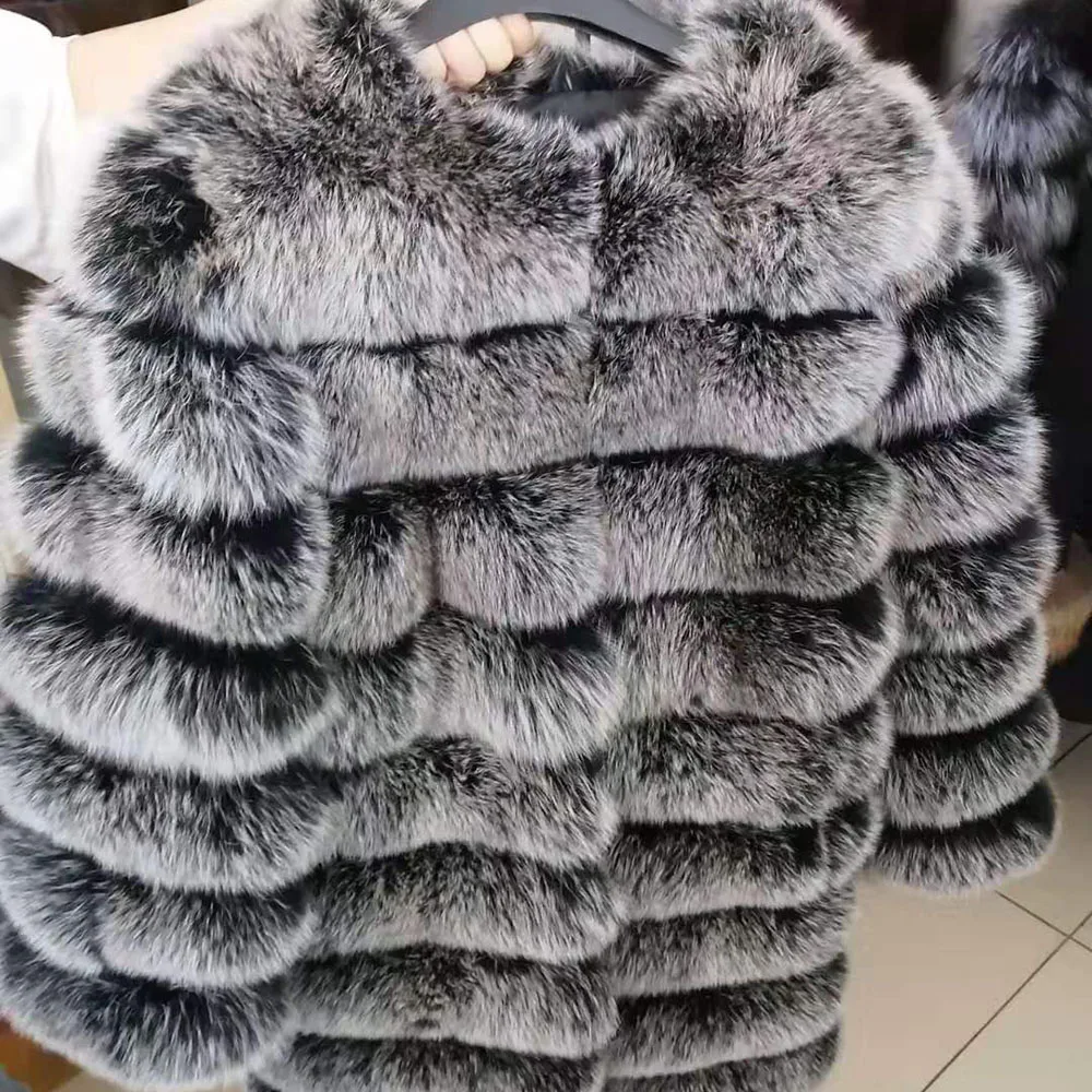 

Women's warm real fox fur coat Long and short paragraph Winter fashion luxury 100% natural fox fur leather grass coat Park party