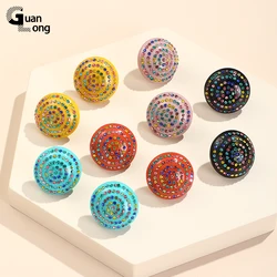 GongLong Trendy Geometric Round Big Earring For Women Girls Jewelry Fashion Crystal Stud Earrings Elegant Black Brincos Party