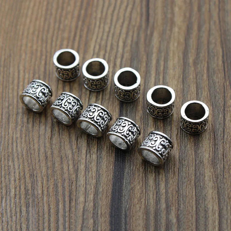 20pcs Metal Large Hole 6mm/Tibetan Silver Loose Spacer Beads Charms for Jewelry Bracelet Making Accessories DIY Handmade Craft