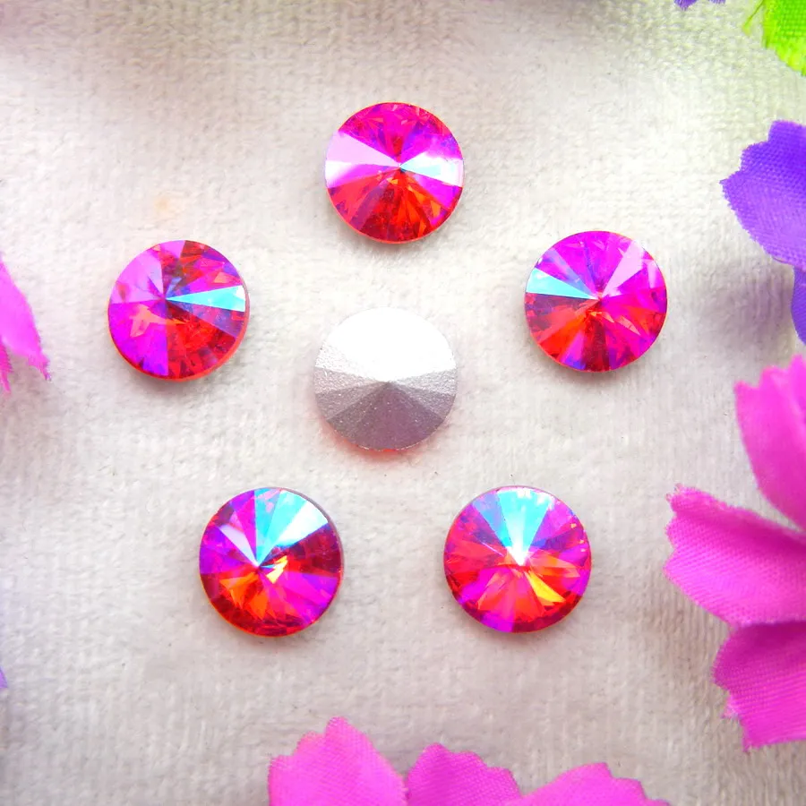 AB Farben 6mm 8mm 10mm 12mm 14mm 16mm 18mm Rivoli Runde Glas-Kristall Aufklebe-Strassperlen Zubehör DIY Verzierung – Detail 5