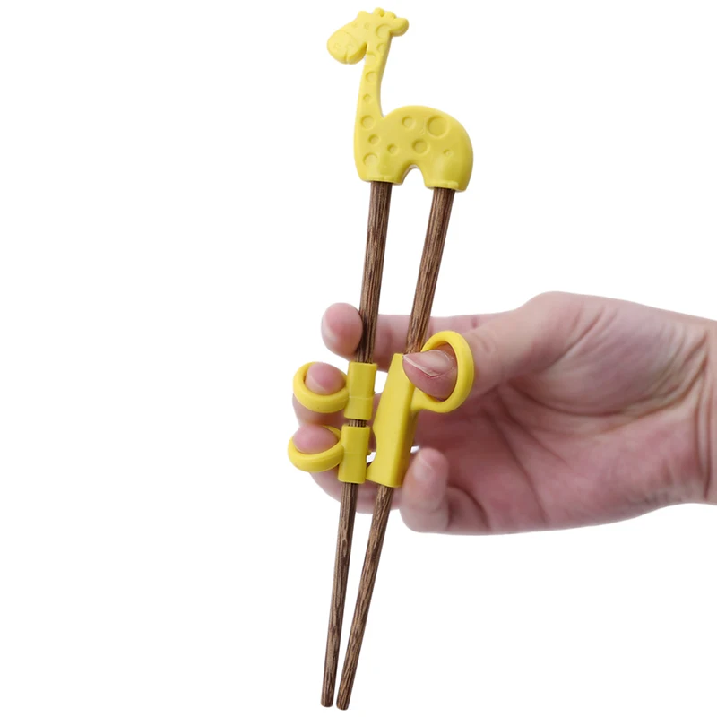 1Pair Cute Children Chopsticks For Kids Baby Wooden Cartoon Learning Reusable Straw Training Chopsticks Home Baby Products